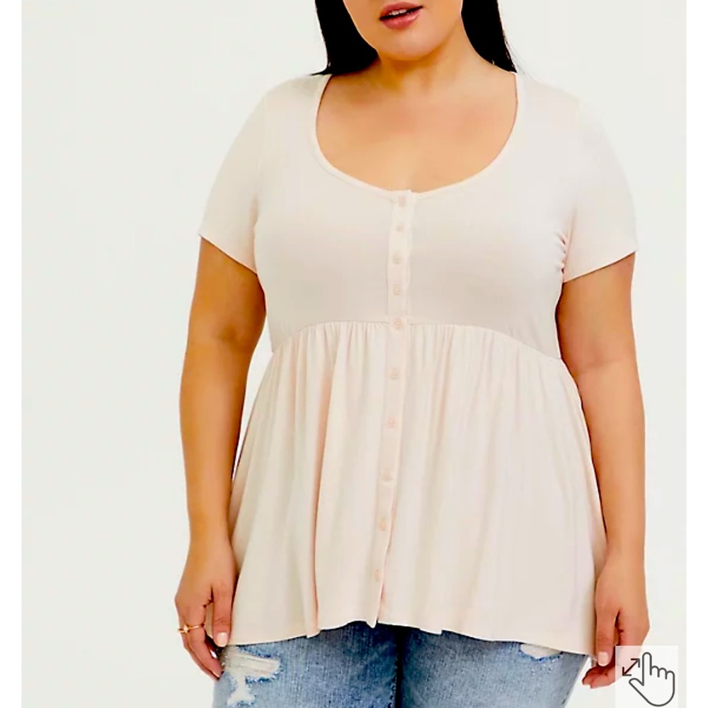 Torrid light pink button baby doll top